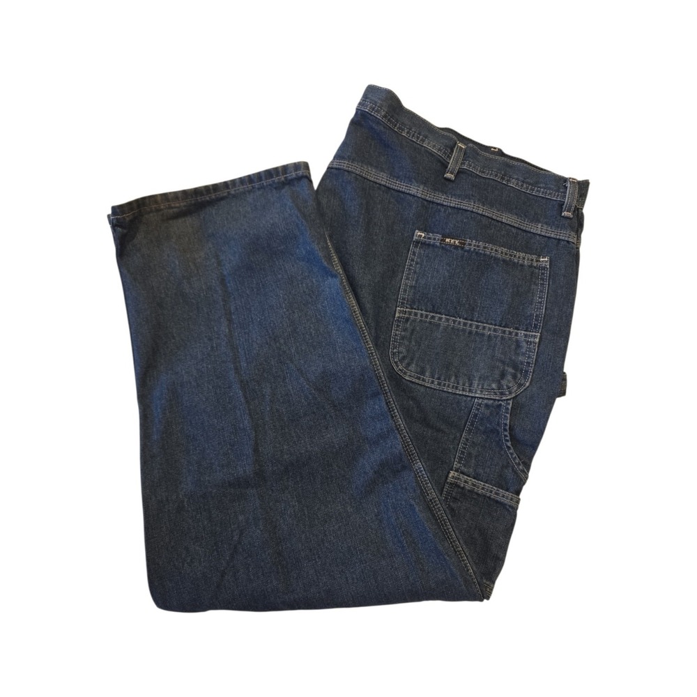 KEY Carpenter Jeans Men's 50x30 Dark Wash Denim Work Pants 100% Cotton